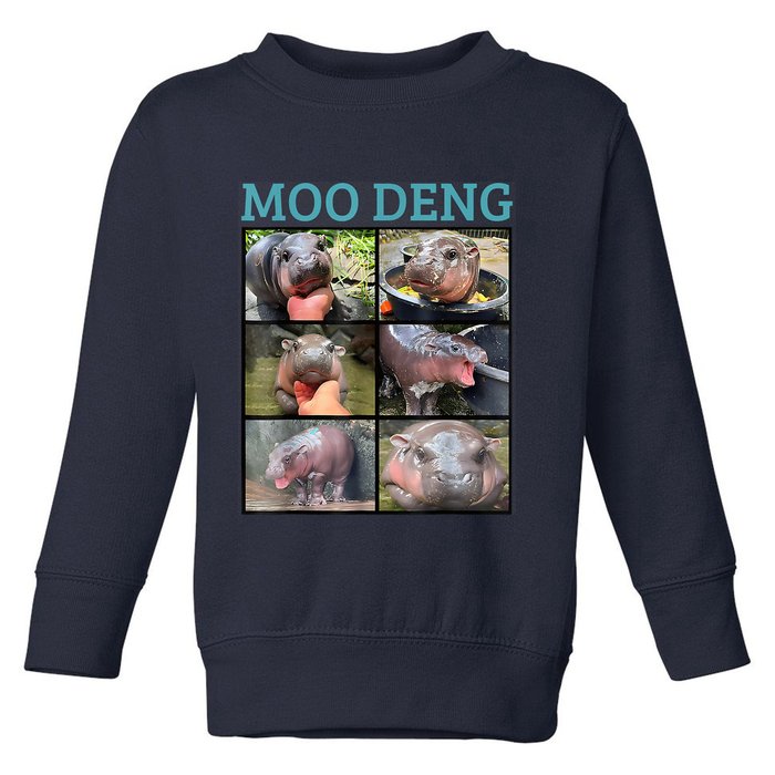 Moo Deng Picture Meme Funny Hippo Toddler Sweatshirt