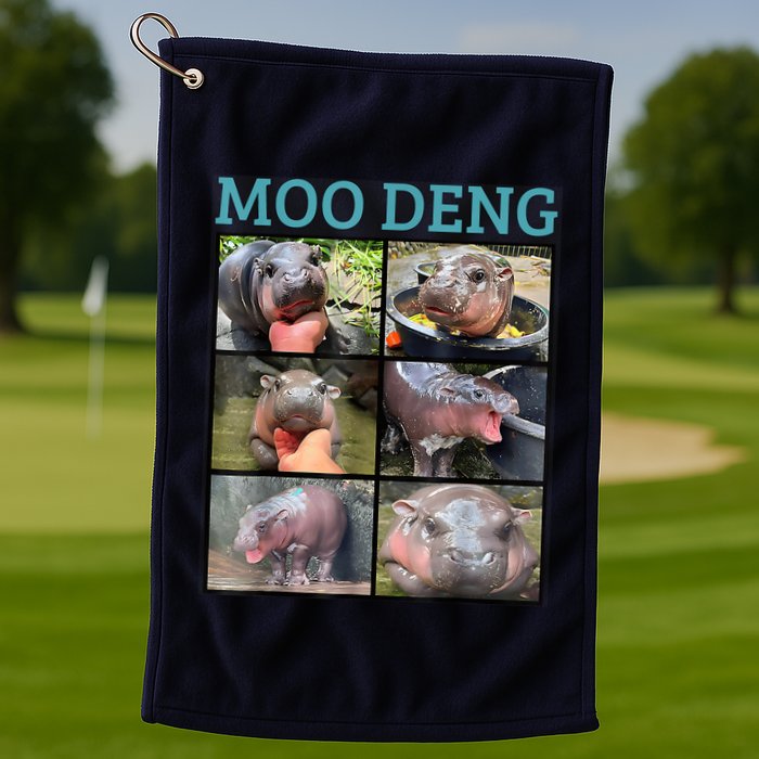 Moo Deng Picture Meme Funny Hippo Golf Towel
