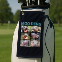 Moo Deng Picture Meme Funny Hippo Golf Towel