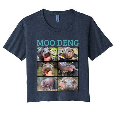 Moo Deng Picture Meme Funny Hippo Crop Top