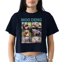 Moo Deng Picture Meme Funny Hippo Crop Top