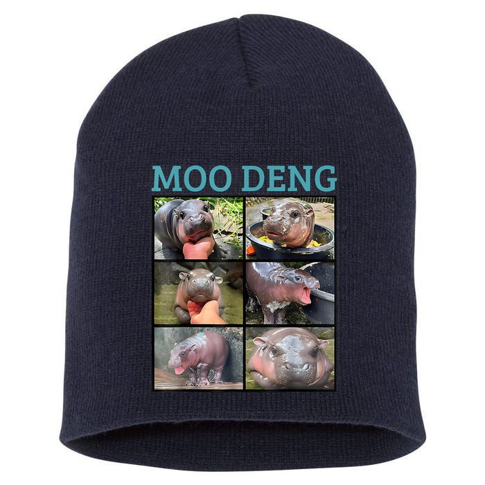 Moo Deng Picture Meme Funny Hippo Short Acrylic Beanie