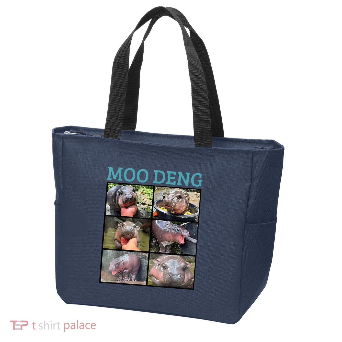 Moo Deng Picture Meme Funny Hippo Zip Tote Bag