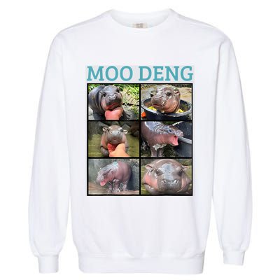 Moo Deng Picture Meme Funny Hippo Garment-Dyed Sweatshirt