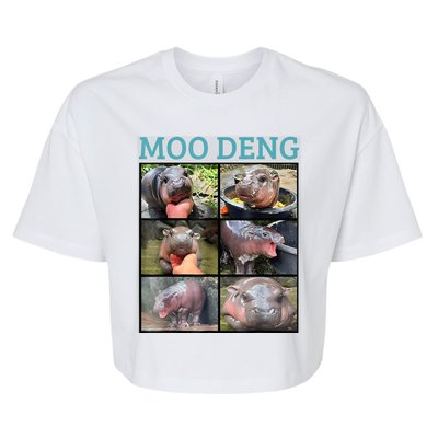 Moo Deng Picture Meme Funny Hippo Bella+Canvas Jersey Crop Tee