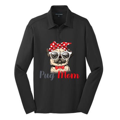 Mothers Day Pug Mom Funny Cute Puggle Mama Dog Lover Gift Silk Touch Performance Long Sleeve Polo