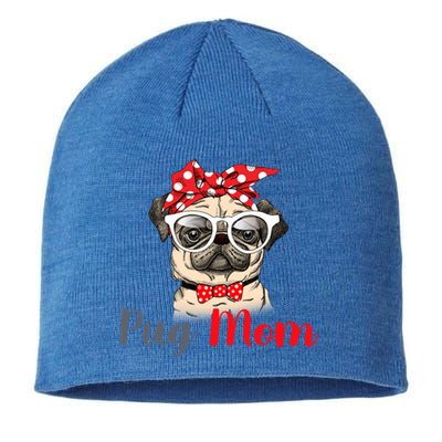 Mothers Day Pug Mom Funny Cute Puggle Mama Dog Lover Gift Sustainable Beanie