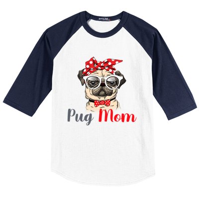 Mothers Day Pug Mom Funny Cute Puggle Mama Dog Lover Gift Baseball Sleeve Shirt