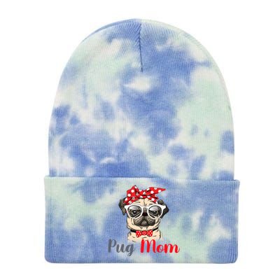 Mothers Day Pug Mom Funny Cute Puggle Mama Dog Lover Gift Tie Dye 12in Knit Beanie