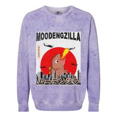 Moo Deng Pygmy Hippopotamus Funny Moodengzilla Colorblast Crewneck Sweatshirt
