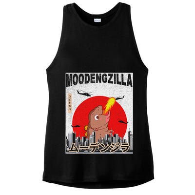 Moo Deng Pygmy Hippopotamus Funny Moodengzilla Ladies PosiCharge Tri-Blend Wicking Tank