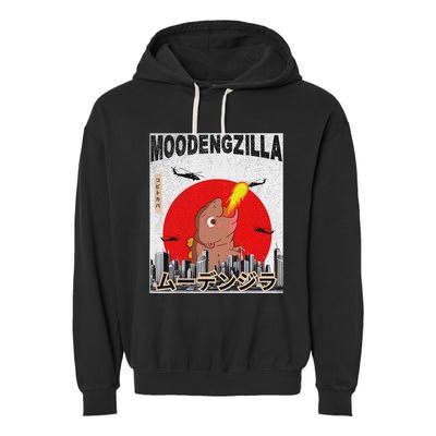 Moo Deng Pygmy Hippopotamus Funny Moodengzilla Garment-Dyed Fleece Hoodie