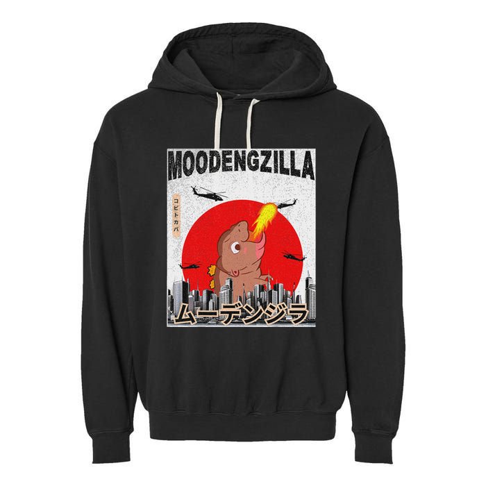 Moo Deng Pygmy Hippopotamus Funny Moodengzilla Garment-Dyed Fleece Hoodie
