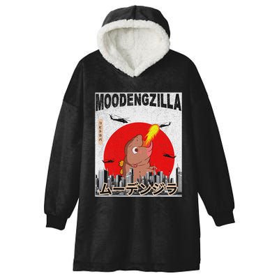 Moo Deng Pygmy Hippopotamus Funny Moodengzilla Hooded Wearable Blanket