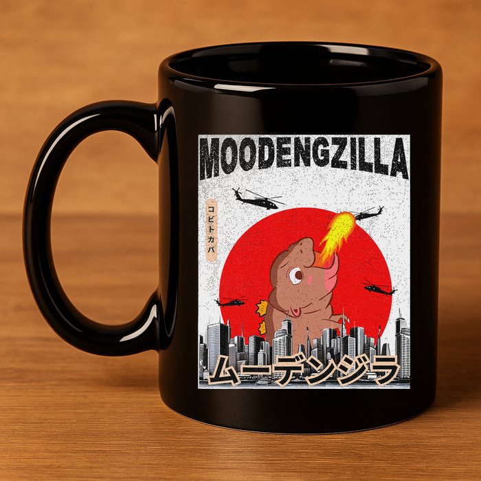 Moo Deng Pygmy Hippopotamus Funny Moodengzilla 11oz C Handle Ceramic Mug