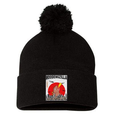 Moo Deng Pygmy Hippopotamus Funny Moodengzilla Pom Pom 12in Knit Beanie
