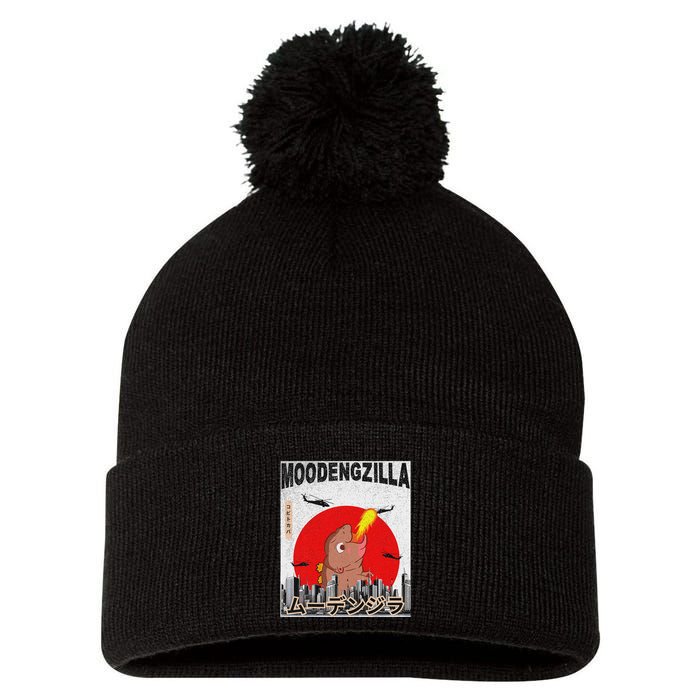 Moo Deng Pygmy Hippopotamus Funny Moodengzilla Pom Pom 12in Knit Beanie