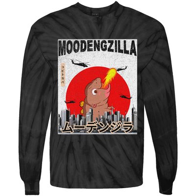 Moo Deng Pygmy Hippopotamus Funny Moodengzilla Tie-Dye Long Sleeve Shirt