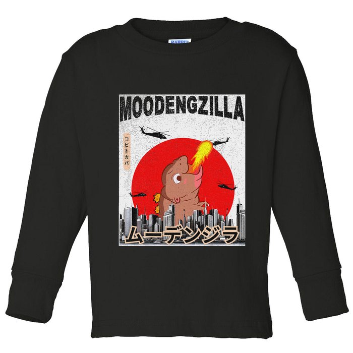 Moo Deng Pygmy Hippopotamus Funny Moodengzilla Toddler Long Sleeve Shirt