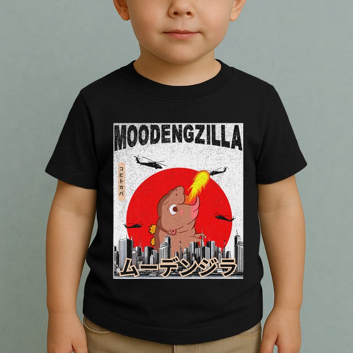 Moo Deng Pygmy Hippopotamus Funny Moodengzilla Toddler T-Shirt