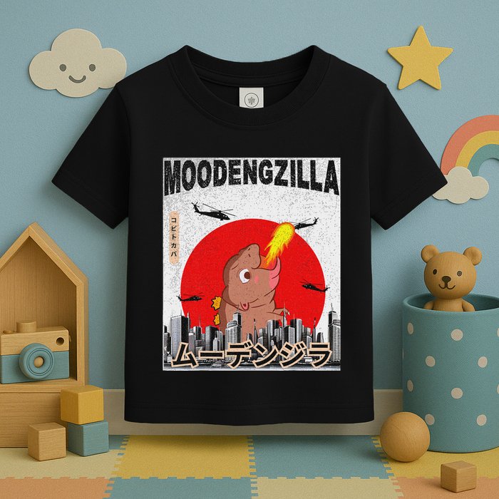 Moo Deng Pygmy Hippopotamus Funny Moodengzilla Toddler T-Shirt