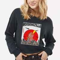 Moo Deng Pygmy Hippopotamus Funny Moodengzilla Cropped Pullover Crew