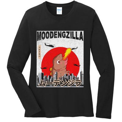 Moo Deng Pygmy Hippopotamus Funny Moodengzilla Ladies Long Sleeve Shirt