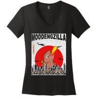 Moo Deng Pygmy Hippopotamus Funny Moodengzilla Women's V-Neck T-Shirt