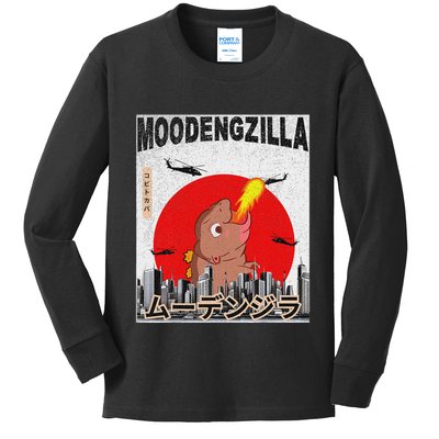Moo Deng Pygmy Hippopotamus Funny Moodengzilla Kids Long Sleeve Shirt