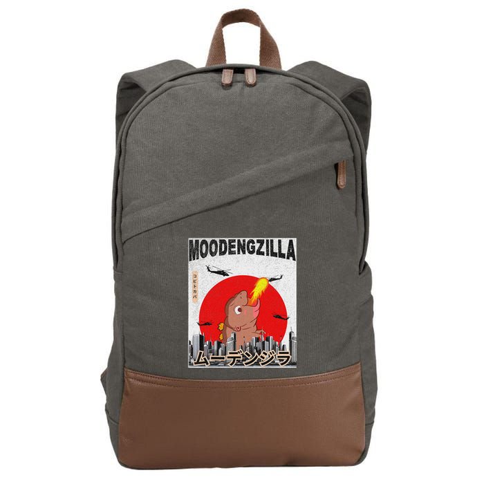 Moo Deng Pygmy Hippopotamus Funny Moodengzilla Cotton Canvas Backpack