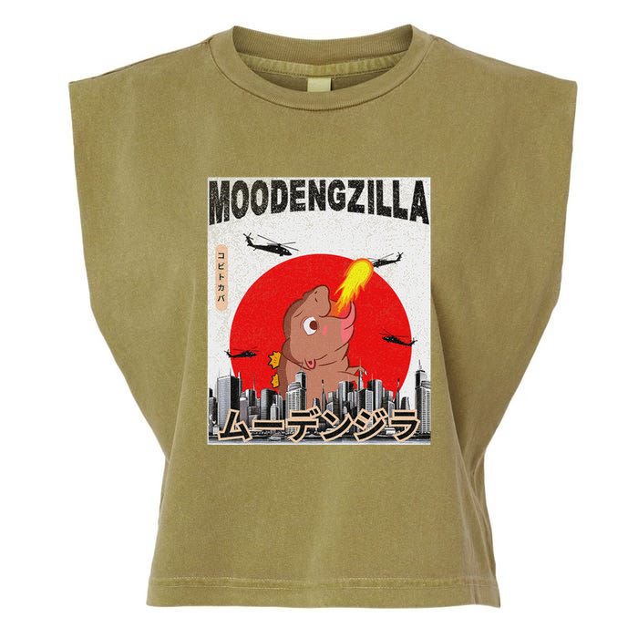 Moo Deng Pygmy Hippopotamus Funny Moodengzilla Garment-Dyed Women's Muscle Tee