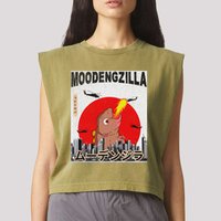 Moo Deng Pygmy Hippopotamus Funny Moodengzilla Garment-Dyed Women's Muscle Tee