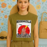 Moo Deng Pygmy Hippopotamus Funny Moodengzilla Garment-Dyed Women's Muscle Tee