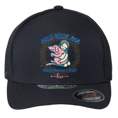 Mothers Day Proud Rescue Mama Dog Parent Mom Adoption Funny Gift Flexfit Unipanel Trucker Cap