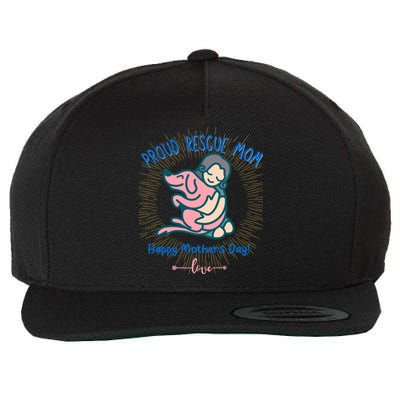 Mothers Day Proud Rescue Mama Dog Parent Mom Adoption Funny Gift Wool Snapback Cap