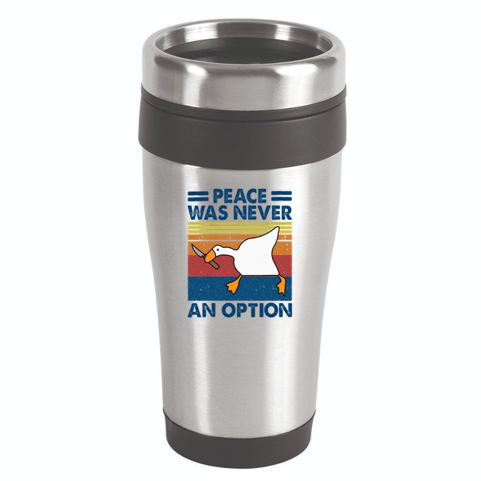 Murder Duck Peace Was Never An Option Duck With Knife Meme 16oz Travel Tumbler