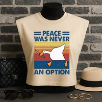 Murder Duck Peace Was Never An Option Duck With Knife Meme Garment-Dyed Women's Muscle Tee
