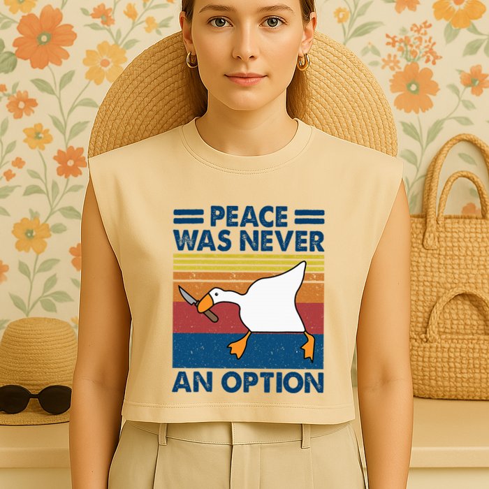 Murder Duck Peace Was Never An Option Duck With Knife Meme Garment-Dyed Women's Muscle Tee