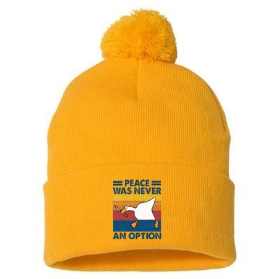 Murder Duck Peace Was Never An Option Duck With Knife Meme Pom Pom 12in Knit Beanie