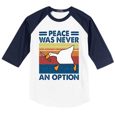 Murder Duck Peace Was Never An Option Duck With Knife Meme Baseball Sleeve Shirt