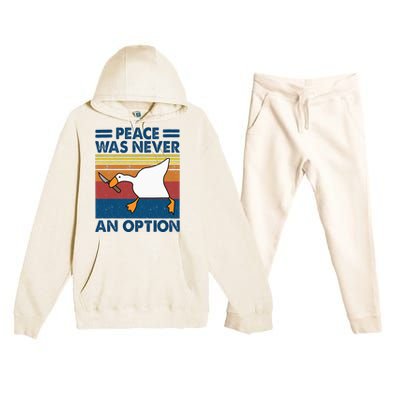 Murder Duck Peace Was Never An Option Duck With Knife Meme Premium Hooded Sweatsuit Set