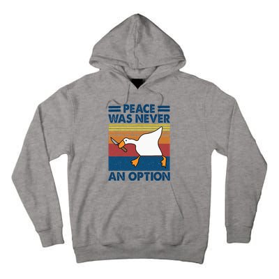 Murder Duck Peace Was Never An Option Duck With Knife Meme Tall Hoodie