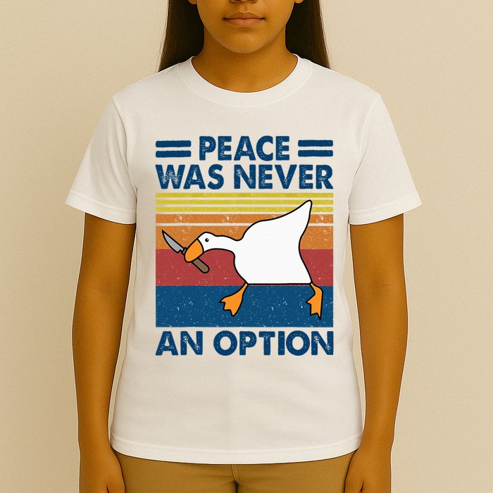 Murder Duck Peace Was Never An Option Duck With Knife Meme T-Shirt
