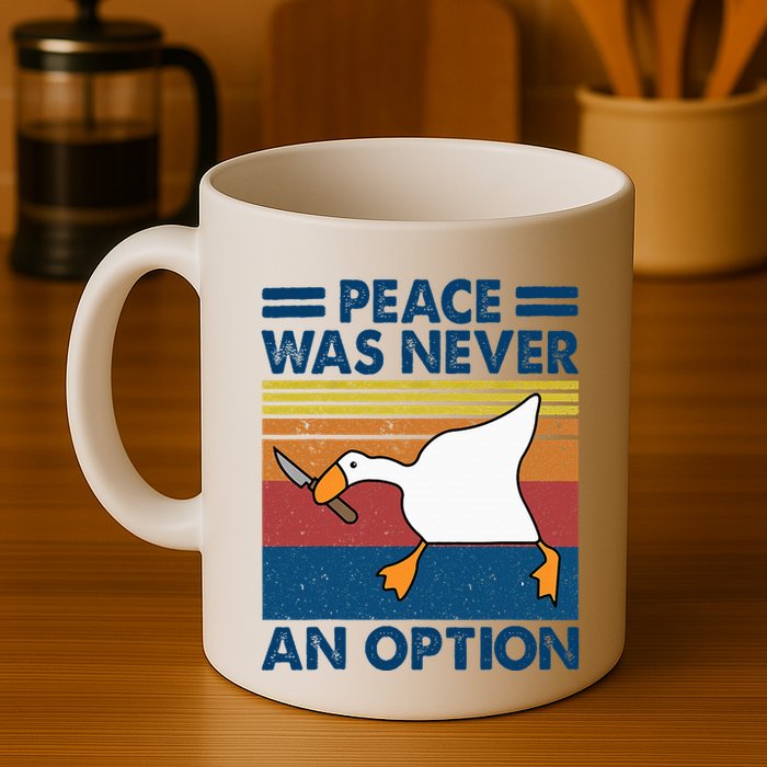 Murder Duck Peace Was Never An Option Duck With Knife Meme Mug