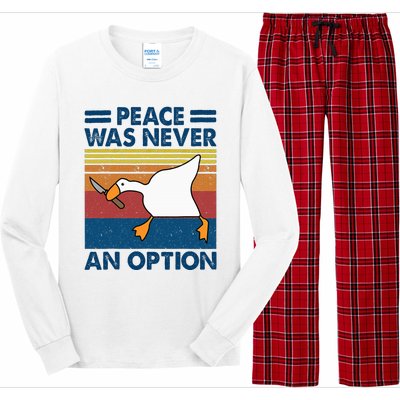 Murder Duck Peace Was Never An Option Duck With Knife Meme Long Sleeve Pajama Set