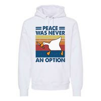 Murder Duck Peace Was Never An Option Duck With Knife Meme Premium Hoodie