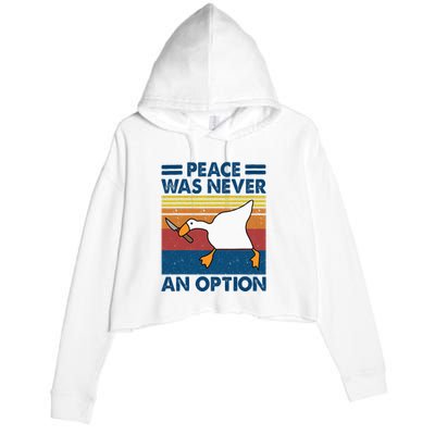 Murder Duck Peace Was Never An Option Duck With Knife Meme Crop Fleece Hoodie