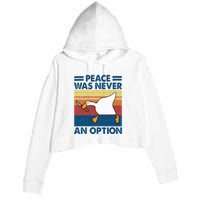 Murder Duck Peace Was Never An Option Duck With Knife Meme Crop Fleece Hoodie