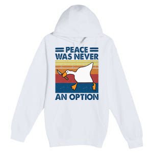 Murder Duck Peace Was Never An Option Duck With Knife Meme Premium Pullover Hoodie