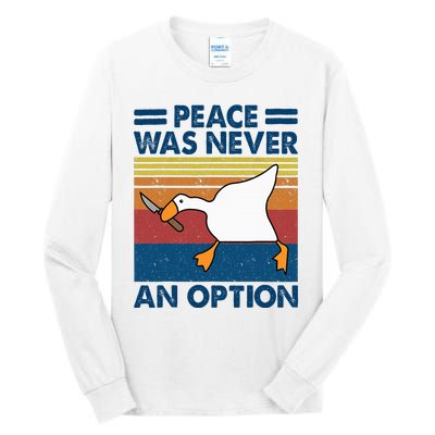 Murder Duck Peace Was Never An Option Duck With Knife Meme Tall Long Sleeve T-Shirt